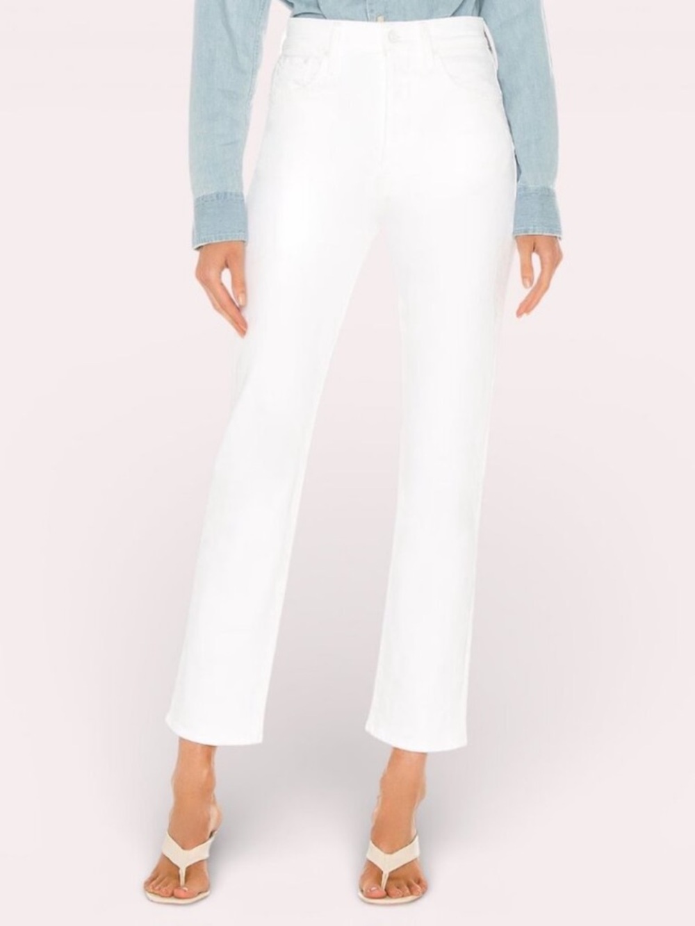 MOTHER The Hustler Ankle Fray 26 Boot Crop White High Rise Fairest Of Them All - Picture 2 of 13